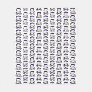 Cycopath Halloween Ghost on Purple Bicycle  Fleece Blanket