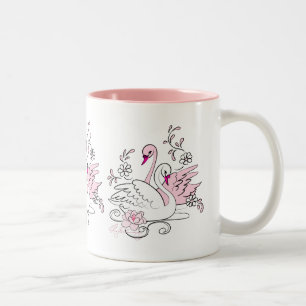 Cygne Rose Avec Cygne Blanc Two-Tone Coffee Mug