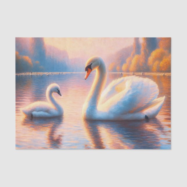 Cygnet and Swan Decoupage Tissue Paper (Front)