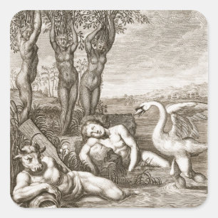 Cygnus Transformed into a Swan and Phaeton's Siste Square Sticker