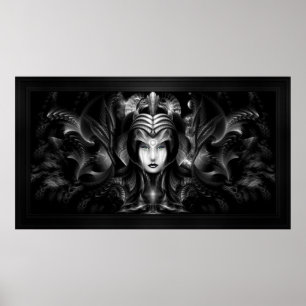 Cyiria Queen Of The Dark Realm Fractal Portrait Poster
