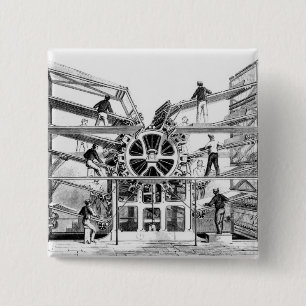 Cylinder printing press invented by Richard March 15 Cm Square Badge