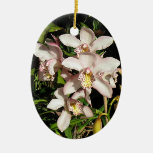 Cymbidium Orchids ornament, customise Ceramic Tree Decoration