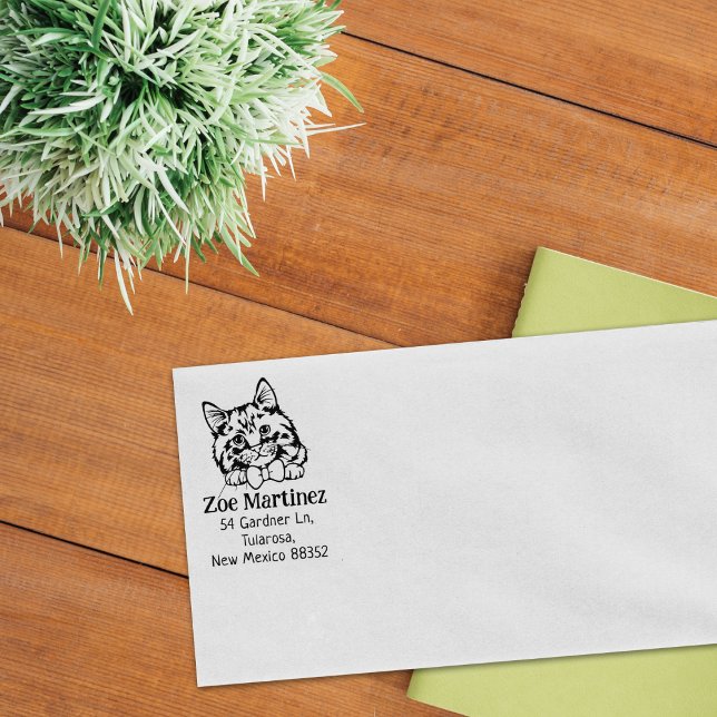 Cymric Cat Return Address Rubber Stamp (Creator Uploaded)