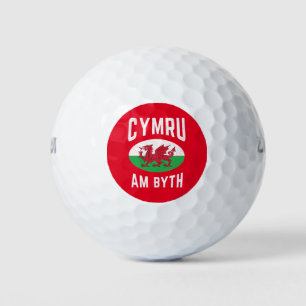 Cymru Am Byth Wales Flag Proud Welsh Vintage Rugby Golf Balls