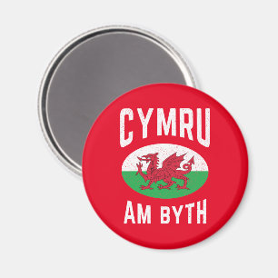Cymru Am Byth Wales Flag Proud Welsh Vintage Rugby Magnet
