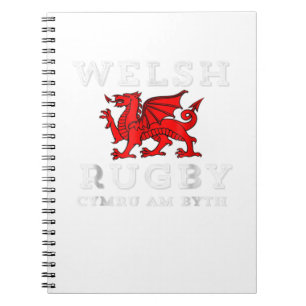 Cymru Am Byth Welsh Rugby Wales Forever Dragon  Te Notebook