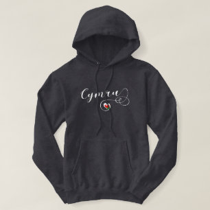 Cymru Wales Flag In Heart Hoodie