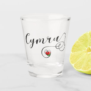 Cymru Wales Flag in Heart Shot Glass