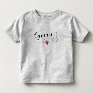 Cymru Wales Flag In Heart Toddler T-Shirt