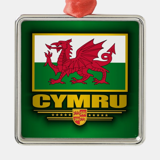 Cymru (Wales) Metal Tree Decoration (Front)