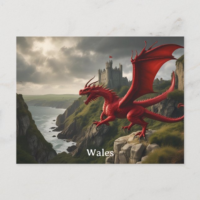 Cymru Wales Red Dragon / Y Ddraig Goch Postcard (Front)