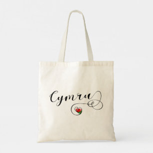 Cymru Welsh Flag In Heart, Wales Tote Bag