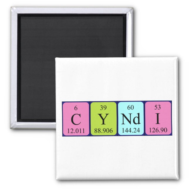 Cyndi periodic table name magnet (Front)