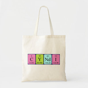 Cyndi periodic table name tote bag
