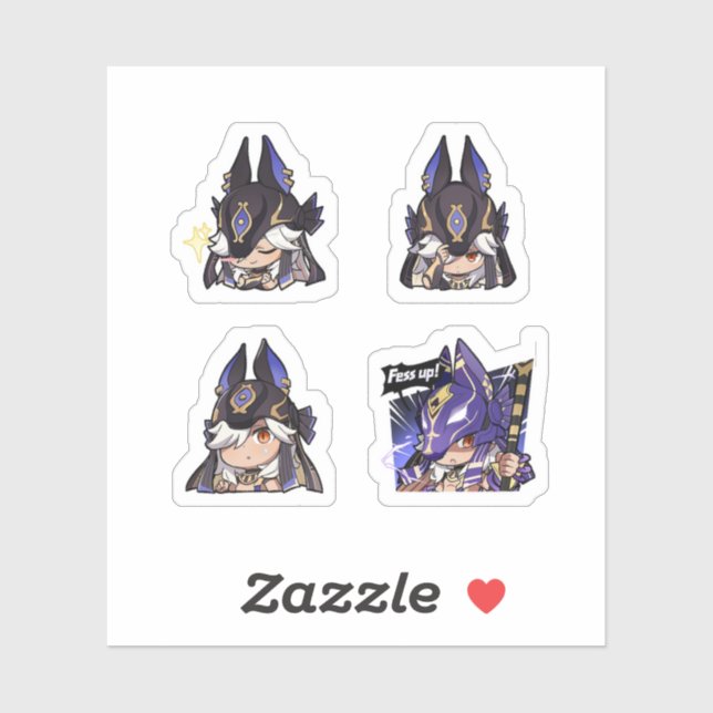 Cyno Genshin Impact 4 Pack Sticker Sheet (Sheet)