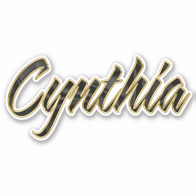 Cynthia black gold lettering sticker (Front)