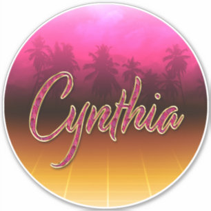 Cynthia First name golden pink sticker sticker