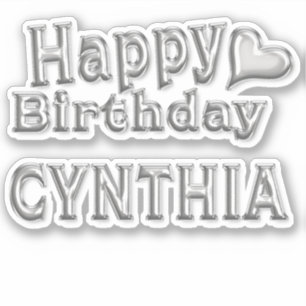 Cynthia Happy Birthday silver Sticker