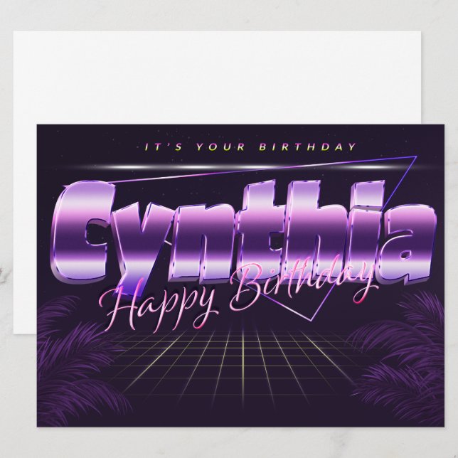 Cynthia Name First name pura retro card Birthday (Front/Back)