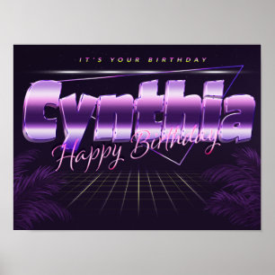 Cynthia Name First Name pura retro poster Birthday