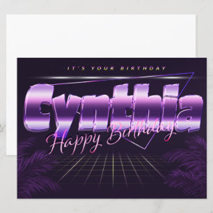 Cynthia Name Vorname lila retro Karte Geburtstag Card