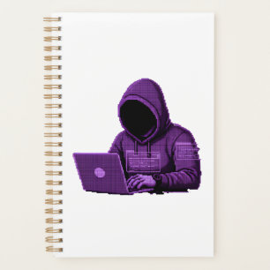 Cyper Pixel Art Spiral Notebook -Tech Journal Planner