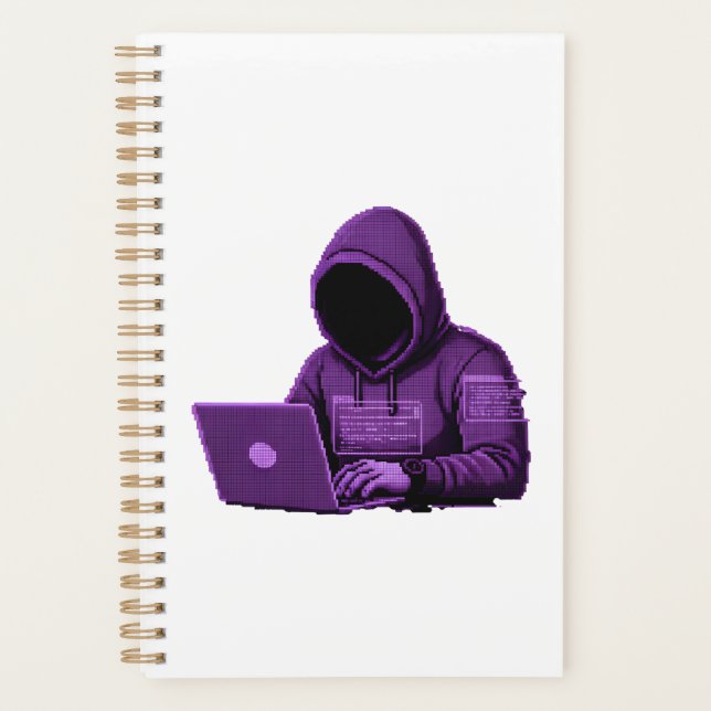 Cyper Pixel Art Spiral Notebook -Tech Journal Planner (Front)