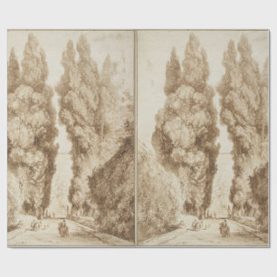 Cypress Avenue at Villa d Este Tivoli by Fragonard Wrapping Paper