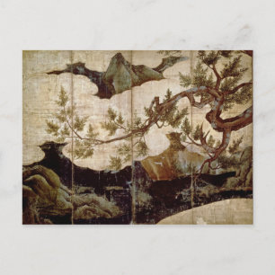 Cypress by Kano Eitoku, Muromanchi period Postcard