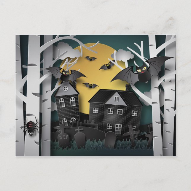 Cypress Forest, Cemetery and Bats Postcard (Front)