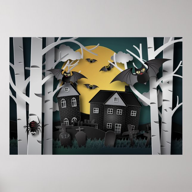 Cypress Forest, Cemetery and Bats Poster (Front)