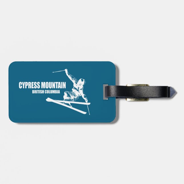 Cypress Mountain British Columbia Skier Luggage Tag (Back Horizontal)