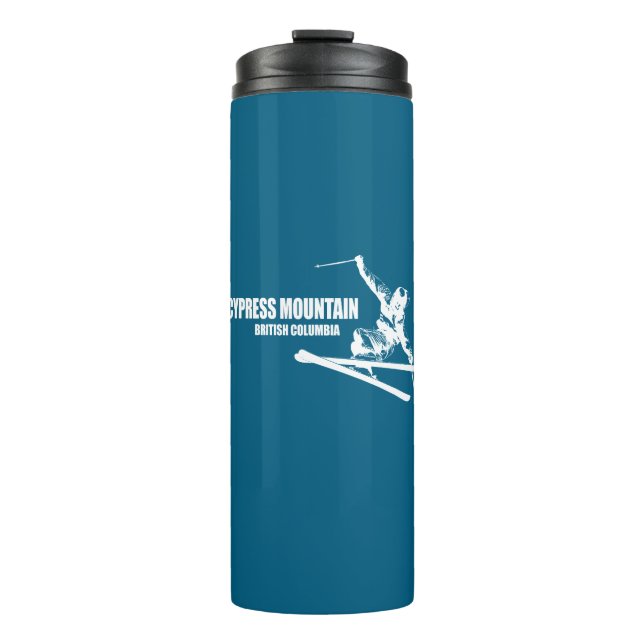 Cypress Mountain British Columbia Skier Thermal Tumbler (Front)