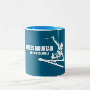 Cypress Mountain British Columbia Skier Two-Tone Coffee Mug