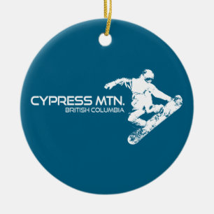 Cypress Mountain British Columbia Snowboarder Ceramic Tree Decoration