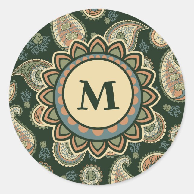 Cypress Paisley Pattern Classic Round Sticker (Front)
