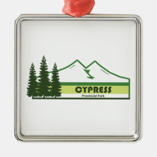Cypress Provincial Park Green Stripes Metal Tree Decoration