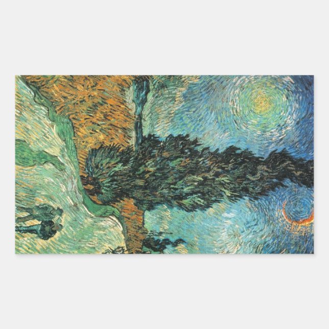 Cypress Star Van Gogh Rectangular Sticker (Front)
