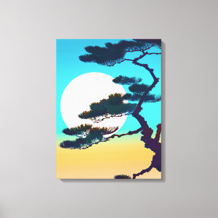 Cypress Tree and Full Moon Canvas Print