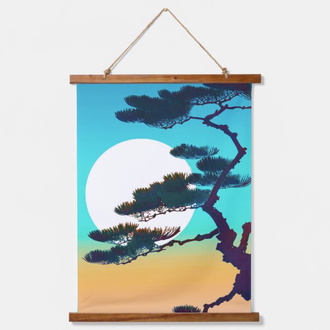 Cypress Tree and Full Moon   Hanging Tapestry (Front)