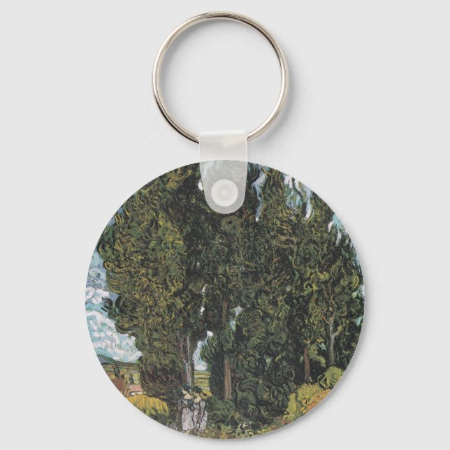 Cypress Trees by Van Gogh Key Ring (Front)