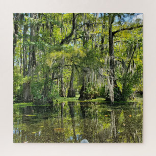Cypress Trees Covered with Spanish Moss Jigsaw Puzzle