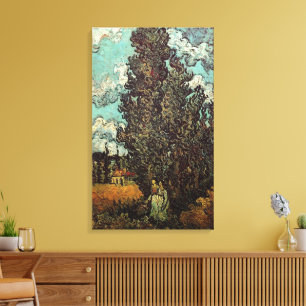 Cypresses and Two Women by Vincent van Gogh Canvas Print