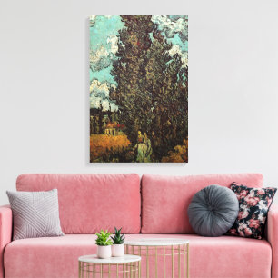 Cypresses and Two Women by Vincent van Gogh Canvas Print
