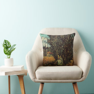Cypresses and Two Women by Vincent van Gogh Cushion