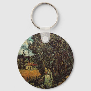Cypresses and Two Women by Vincent van Gogh Key Ring