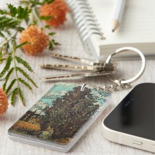 Cypresses and Two Women by Vincent van Gogh Key Ring