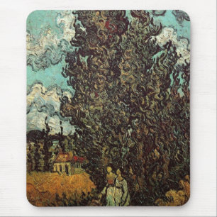 Cypresses and Two Women by Vincent van Gogh Mouse Mat