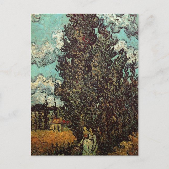 Cypresses and Two Women by Vincent van Gogh Postcard (Front)